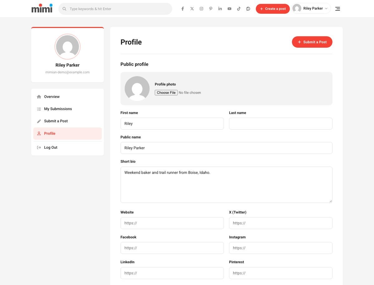 Dashboard profile