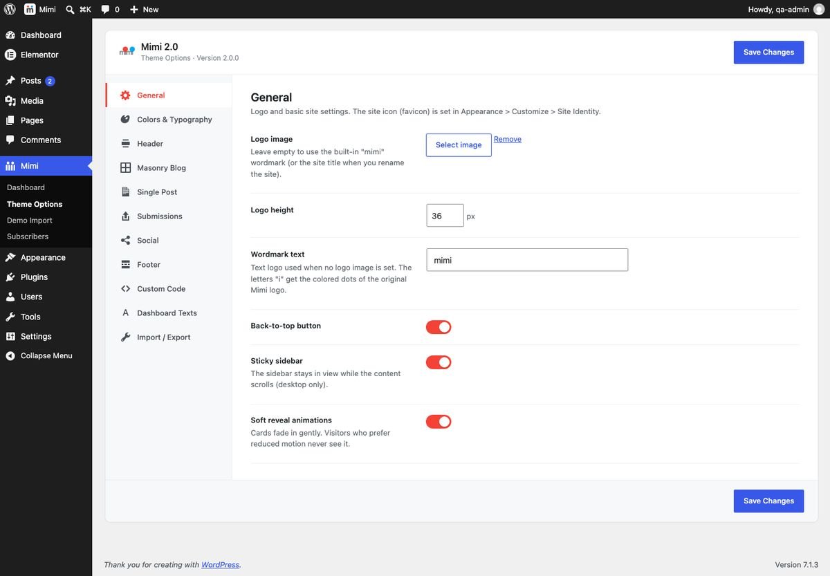 Theme Options